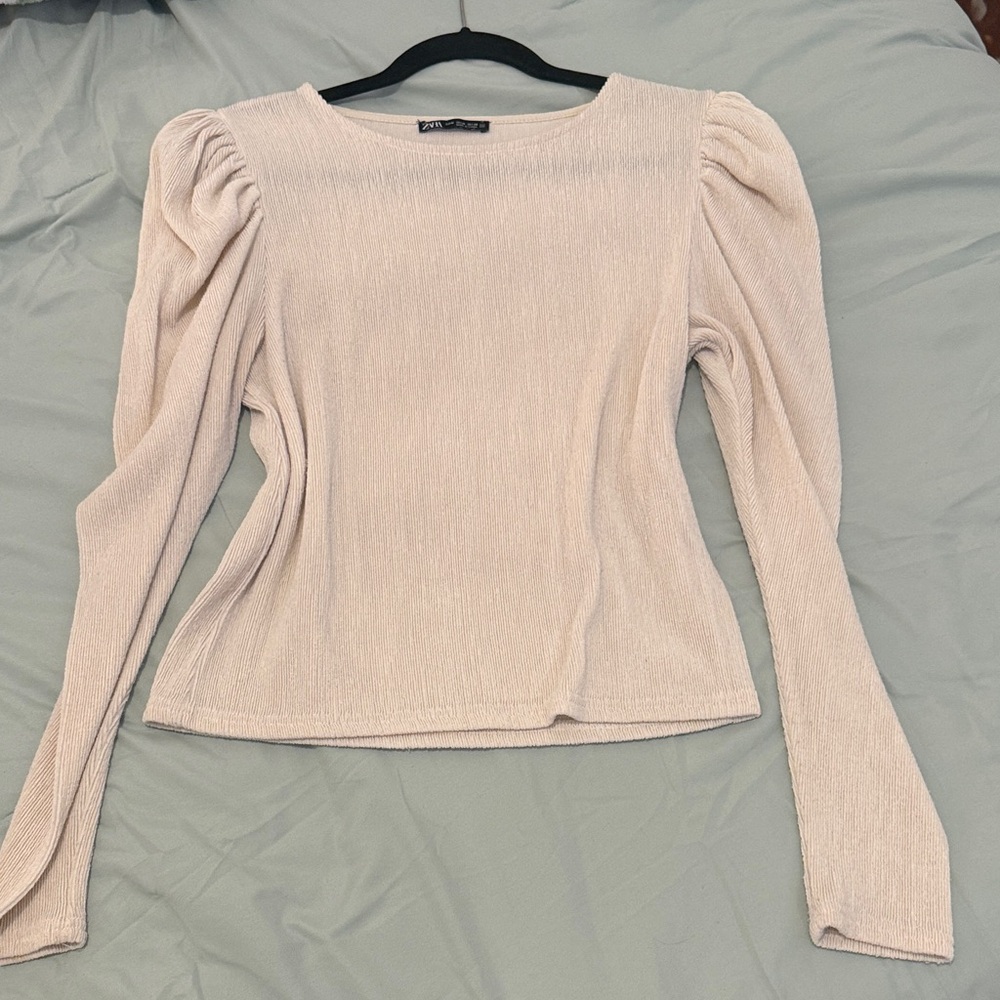 Zara Cream Long Sleeve Blouse